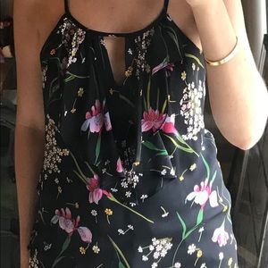 Silky black floral top